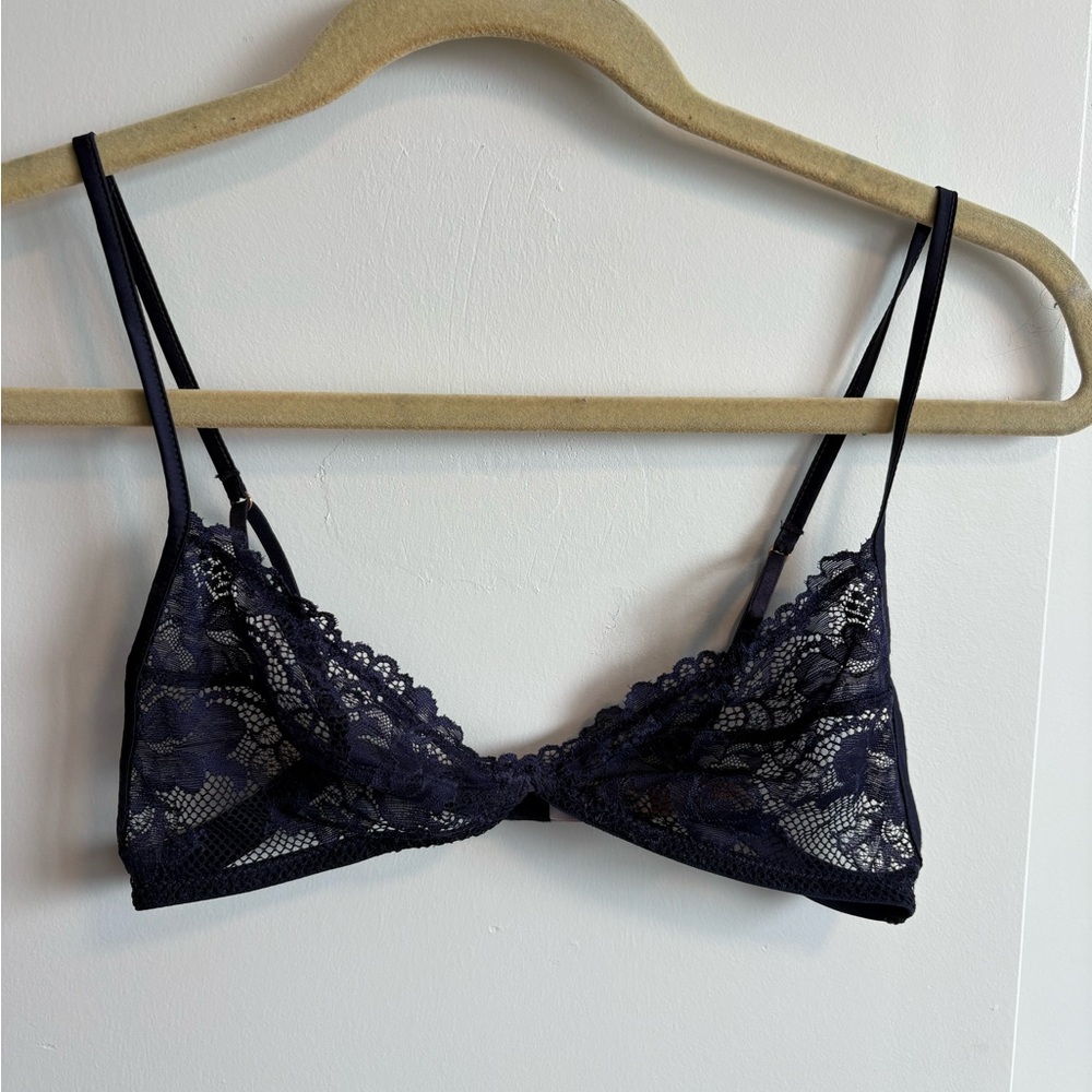 NWOT Savage X Fenty Navy Lace Triangle Bralette - Allegedly Size Medium
